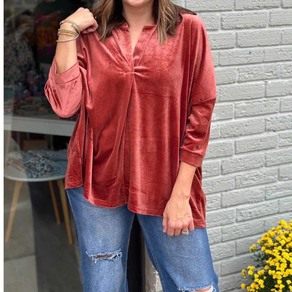 Easel velour cinnamon Vneck